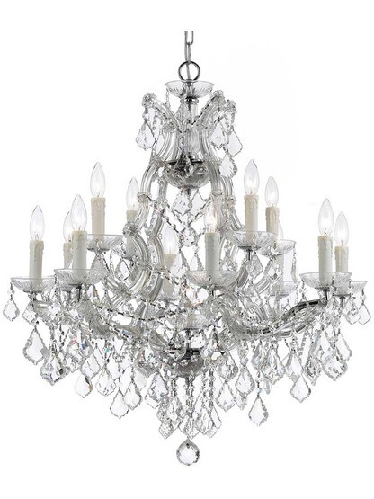 Maria Theresa Clear Crystal 13 Light Chandelier in Polished Chrome.